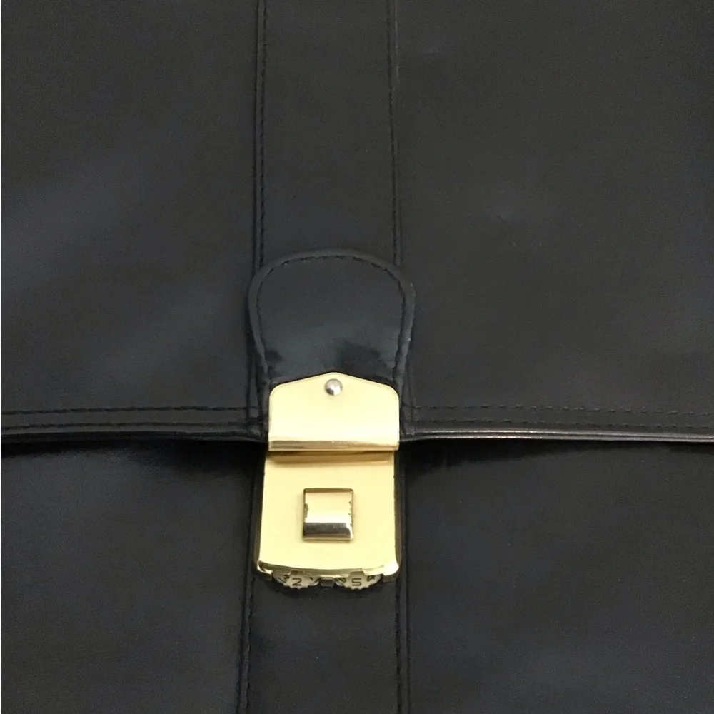 Large Black Leather Unisex Briefcase